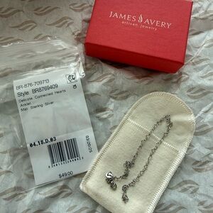 James Avery Silver Delicate Connected Hearts Anklet